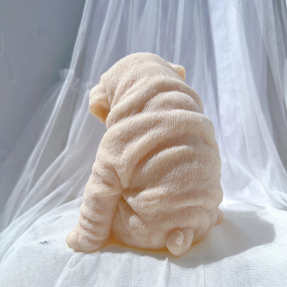 Sitting Sleeping Bulldog Puppy Candle Mold Animal Puppies Soy Wax Silicone Mould Dog Lover Home Decor