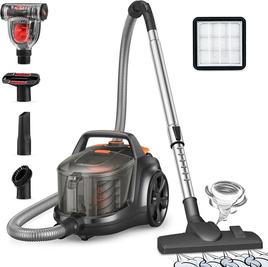 Vacuum Cleaner, Lightweight Bagless Vacuum Cleaner, 3.7QT Large Dust Cup, Automatic Cord Rewind, 5 Tools, HEPA Filter