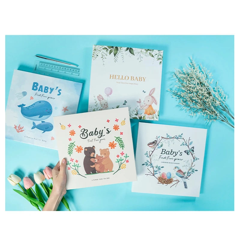 Baby Memory Book Scrapbook Photo Album Pregnancy Diary Cute Animal Keepsake Record Growth Journal Hand Account