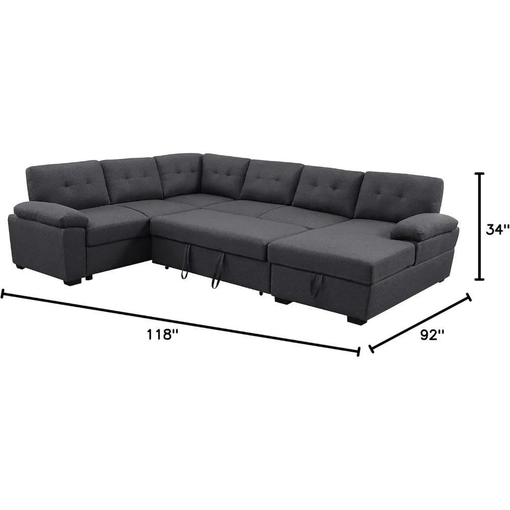 Sectional Sleeper Sofa With Pull Out Couch Bed U Shaped Sleeper Couch Bed With Storage Chaise Sofy Do Salon Dark Grey Sofas Room