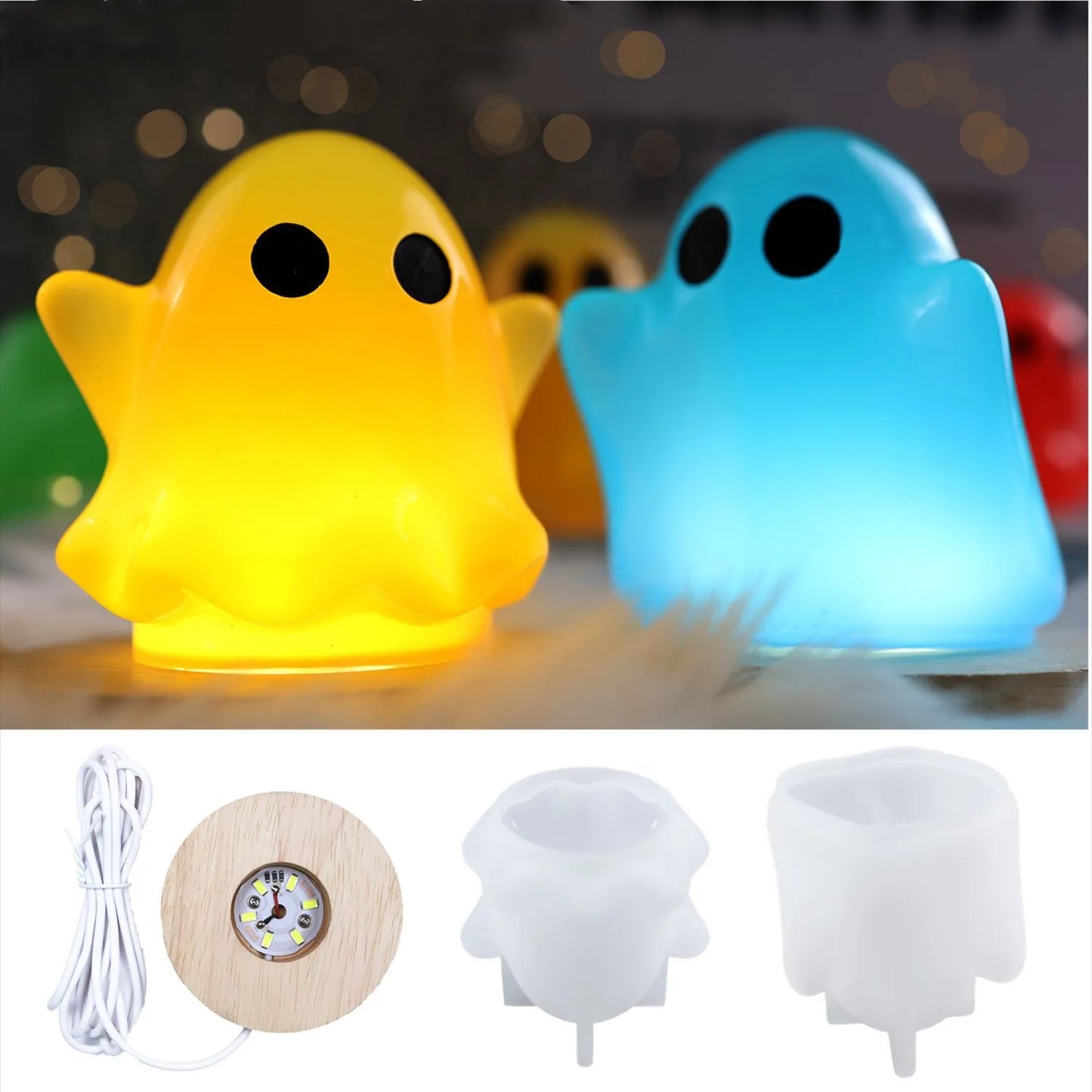 Halloween Dress Up Atmosphere Lamp Bedside Cute Decorative Mirror Silicone Mold DIY Crystal Epoxy Resin Mold