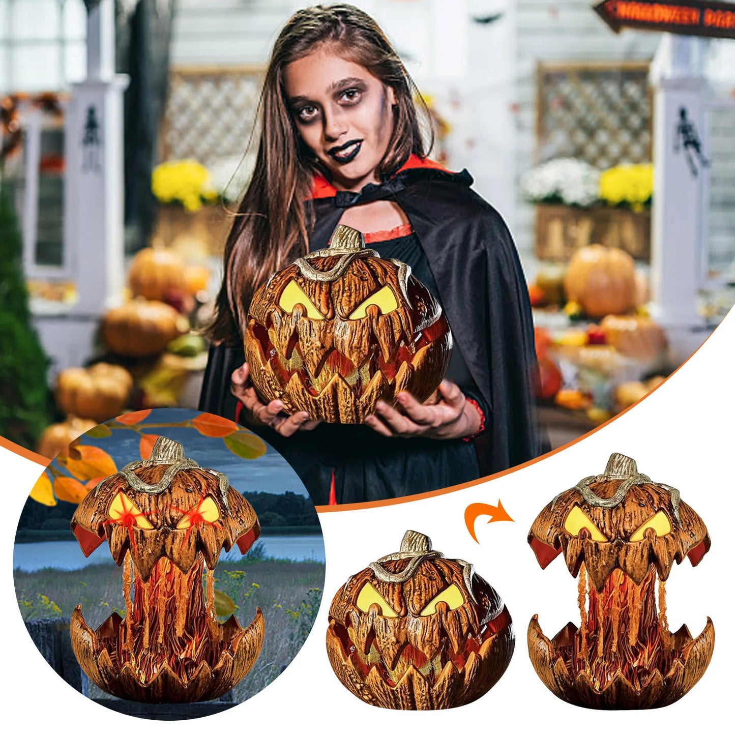 Noise Activated Pumpkin Animated Talking Pumpkin Decoration Lifting Pumpkin Creates a Spooky Atmospheres for Halloween