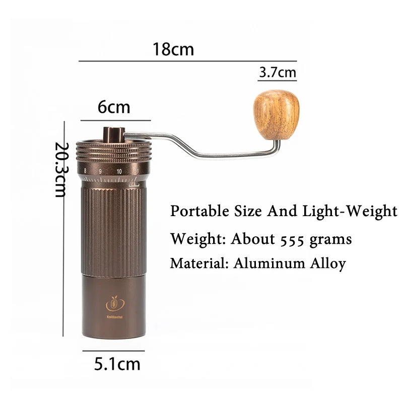 High End Portable Manual Coffee Grinder Hand Mill Adjustable Stainless Steel Burr Scale Gear For Outdoor Camp Home Kitchen Gift