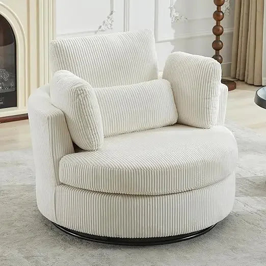 42.2" W Oversized Swivel Accent Chairs, 360 Degree Modern Living Room Swivel Chair, Chenille, Black,Living Room Chairs