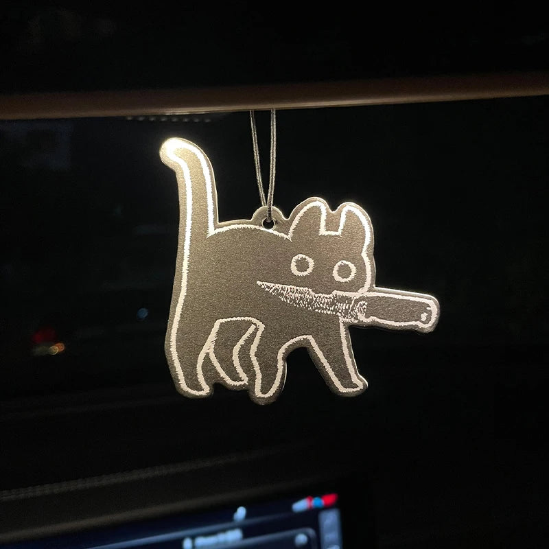 Black Cat with a knife Halloween night decoration car incense car perfume perfume lasting fragrance pendant air out of the mouth