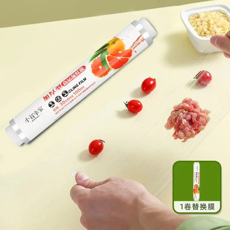 Saran Wrap, Microwavable Cling  Film Wrap - With Removable Slide-Cutter, Clear Plastic Food Wrapping Film Keep Food Fres