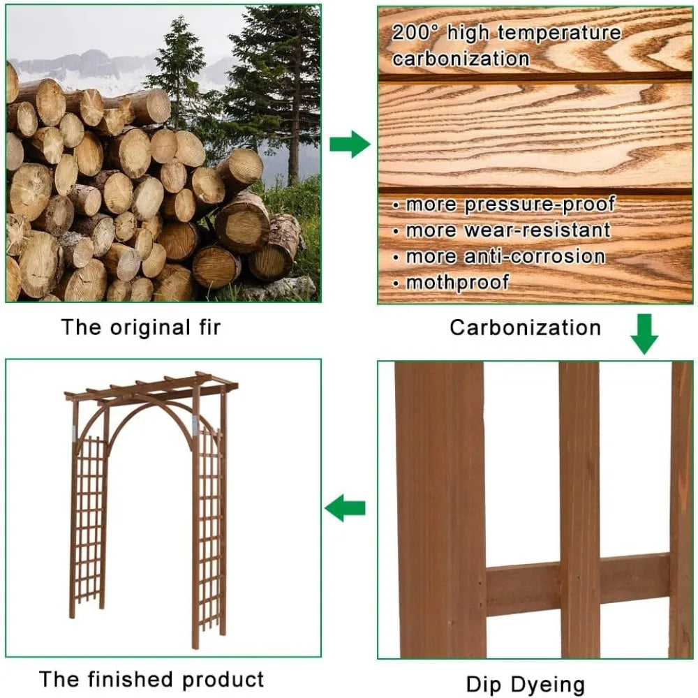 Wedding Arch for Ceremony, Wood Trellis for Plant Climbing, Christmas Decor Pergola for Garden Backyard, Lawn, 85in Wooden Arbor