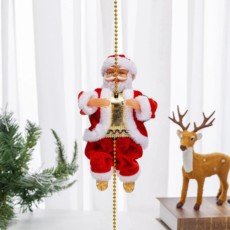 Santa Claus Climbing Beads Electric Climb Up And Down Climbing Santa With Light And Music Decorations