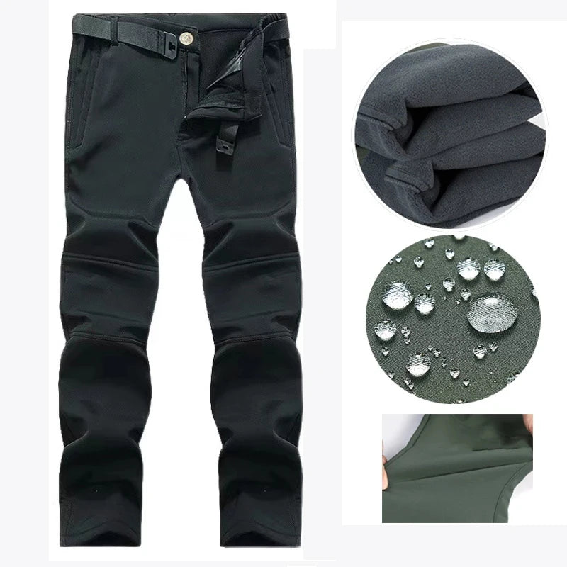 Men Autumn Winter Fall Climbing Skiing Trekking Fleece Fishing Tactical Softshell Military Pants Camping Hiking Skiing Trousers