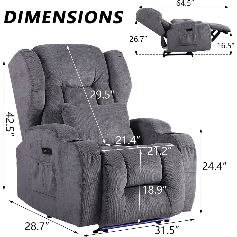 Recliner Chair with Massage&Heating,Sleeper Chair Sofa Electric Recliners Home Theater Seat for Living Room with Remote Control