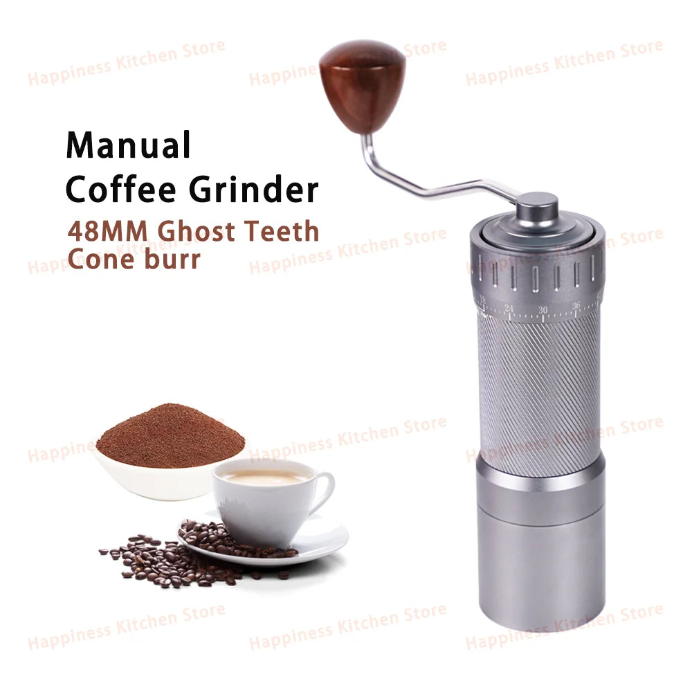 Manual Espresso Grinder Ghost Burr Hand Grinder 48MM Burr Grinder Stainless Steel Coffee Mill