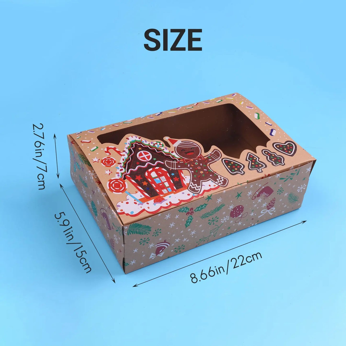 12Pcs Kraft Paper Portable Box Favor Holders Goody Candy Box Cookie Boxes for Christmas