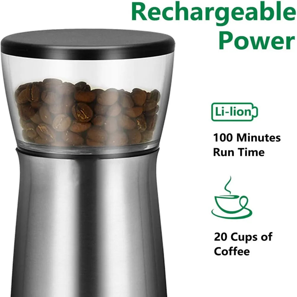 One-Touch Electric Coffee Grinder Grinds Coffee Beans Spices Nuts Grains Durable Stainless Steel Blades TYPE-C USB Charge