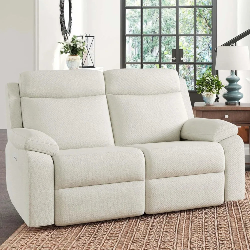 58.7” Power Loveseat Recliner Sofa. Reclining Loveseat Couch for Living Room. Home Theater Seating. Beige.