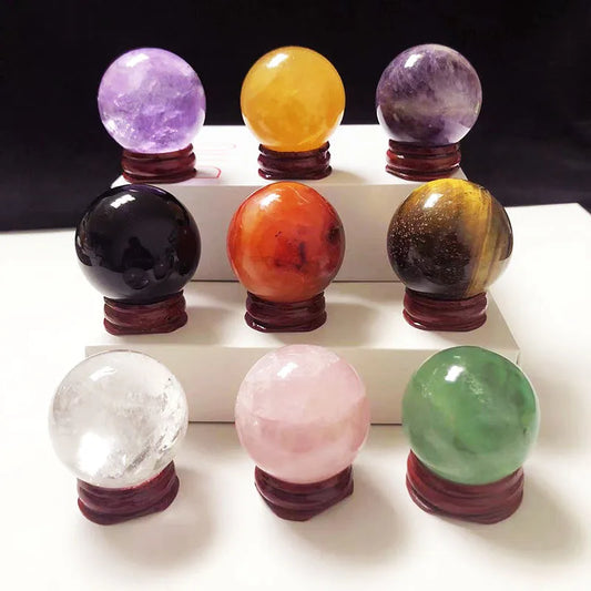 30-40MM Natural Crystal Ball Rose Quartz Polished Reiki Healing Amethyst Stone Sphere Desk Home Decor Crystal Ball Souvenirs 1pc