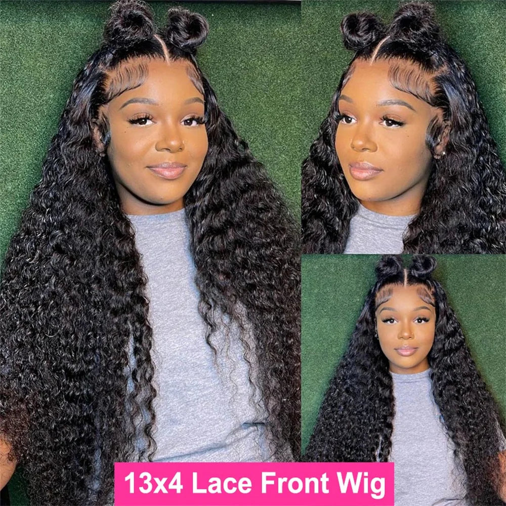 Human Hair Lace Wigs Remy Brazilian Transparent Deep Wave 13x4 Lace Frontal Wig 180% Density Cranberry Hair 13x4 Lace Front Wig