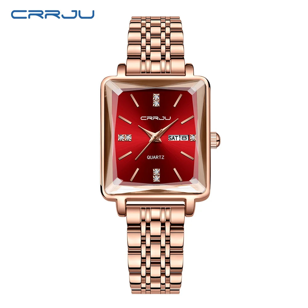 CRRJU Women Watches Creative Steel Dress Bracelet Wristwatches Ladies Square Waterproof Female Relogio Feminin