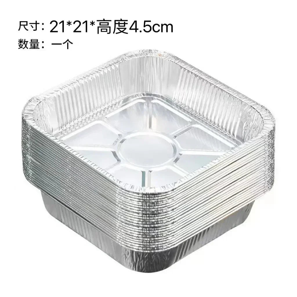 Aluminum Foil Box for Air Fryer Household Tin Foil Bowl Thickened Square Round High Temperature Oven