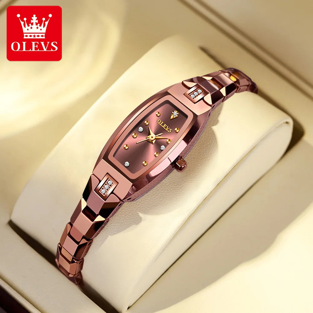 OLEVS Women's Quartz Watch Luxury Lmported Movement Gold Waterproof Elegant Diamond Set Jewellery Women Wrist Watch