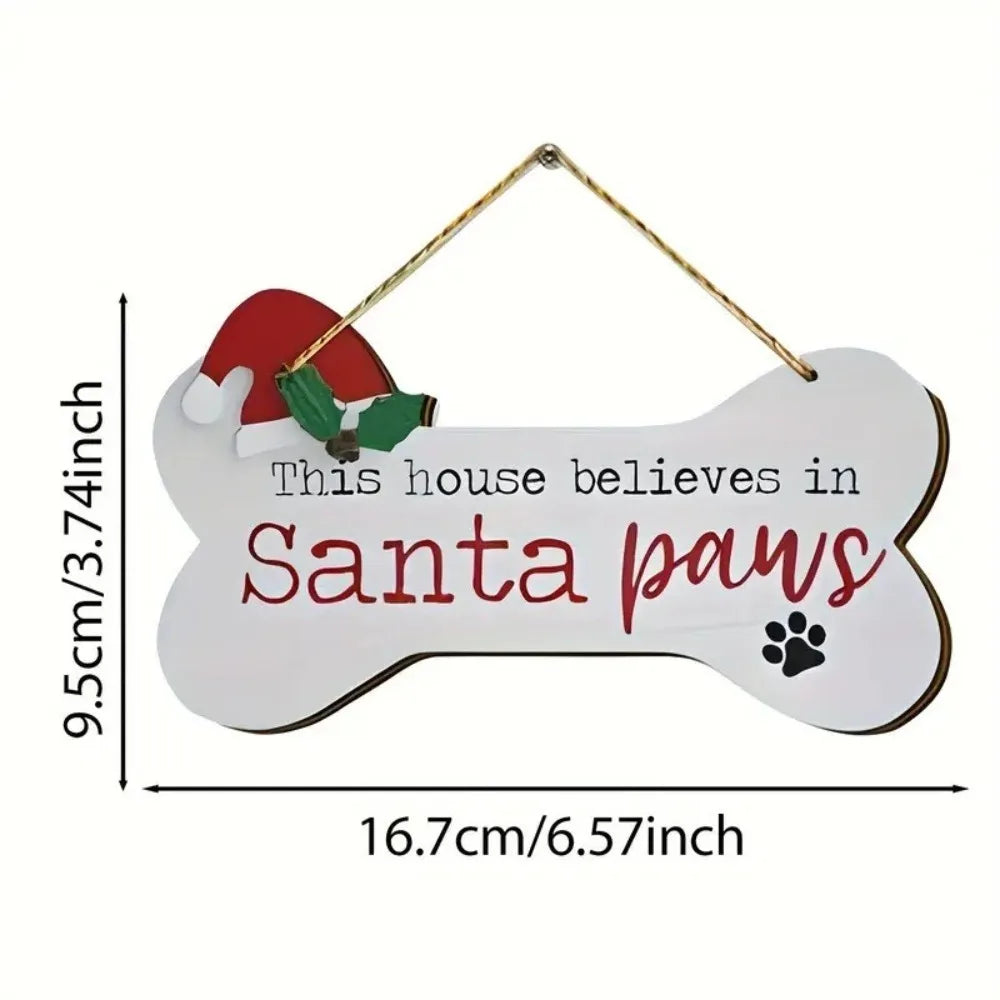 Trendy Merry Christmas Loft Door Sign Bone Shape Wooden Front Door Hanging Signs Winter Decorations Reusable Xmas Tree Pendant