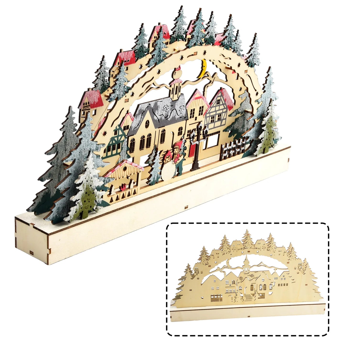 Christmas Village Houses with LED Light and Music  Traditional Wooden House Figurines  Perfect Home Decoration 2