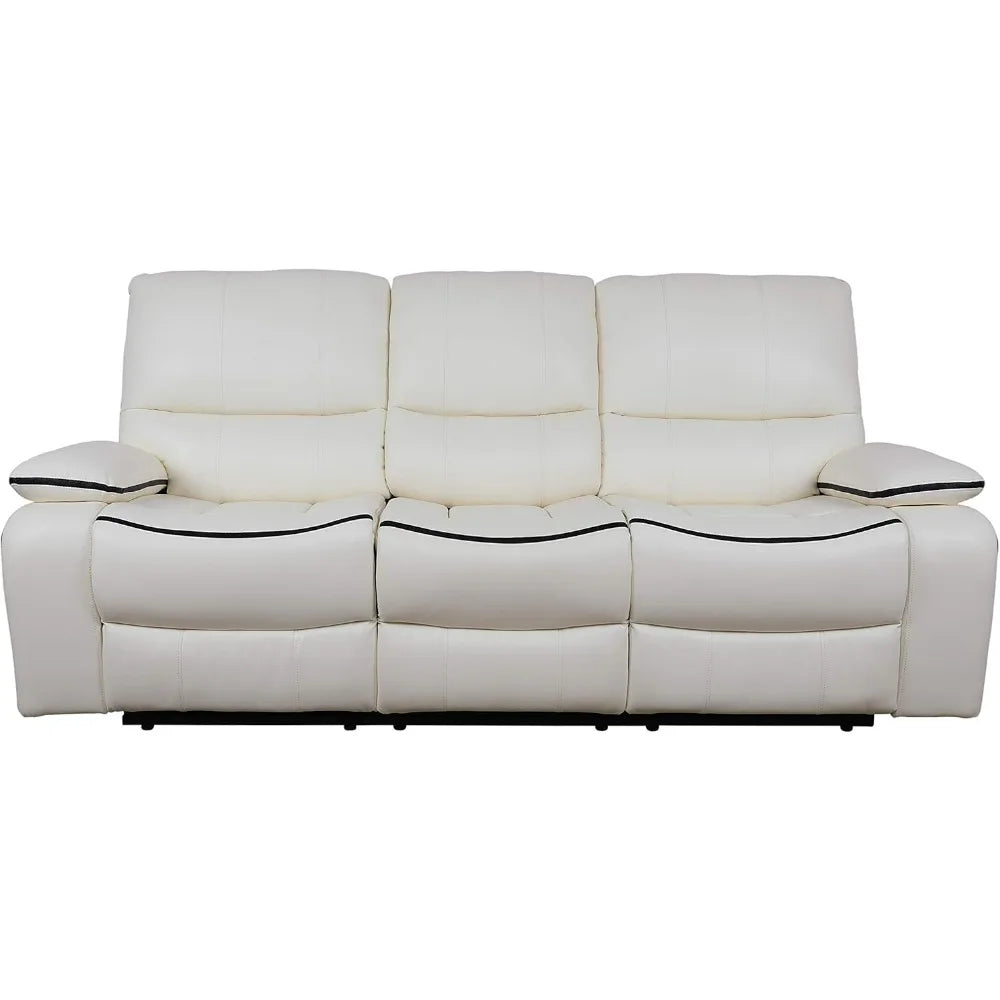 recliner, 3-Piece Living Room Reclining Sofa Sets, Bonded Leather Upholstery, Manual Reclining with Drop Down Table and Console,