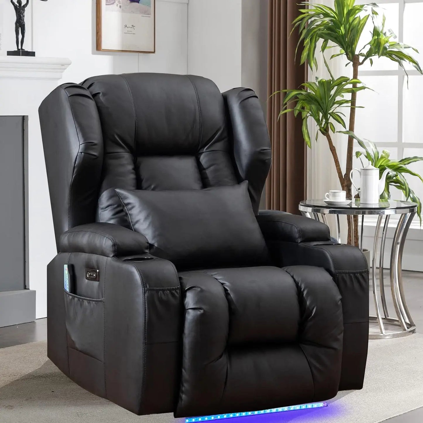 Recliner Chair with Massage&Heating,Sleeper Chair Sofa Electric Recliners Home Theater Seat for Living Room with Remote Control