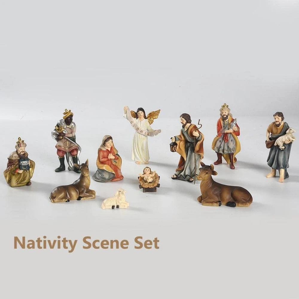 Christmas Nativity Set Holy Family Nativity Scene and Figures Figurines Nativity Manger Ornaments Birth of Jesus Home Decoration