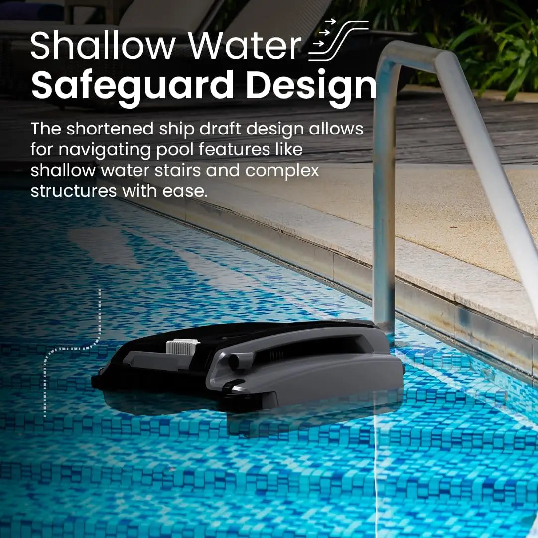 Powered Robotic Pool Skimmer with Dual Charging Options and 30-Hour Continuous Cleaning Battery Power, Shallow Water