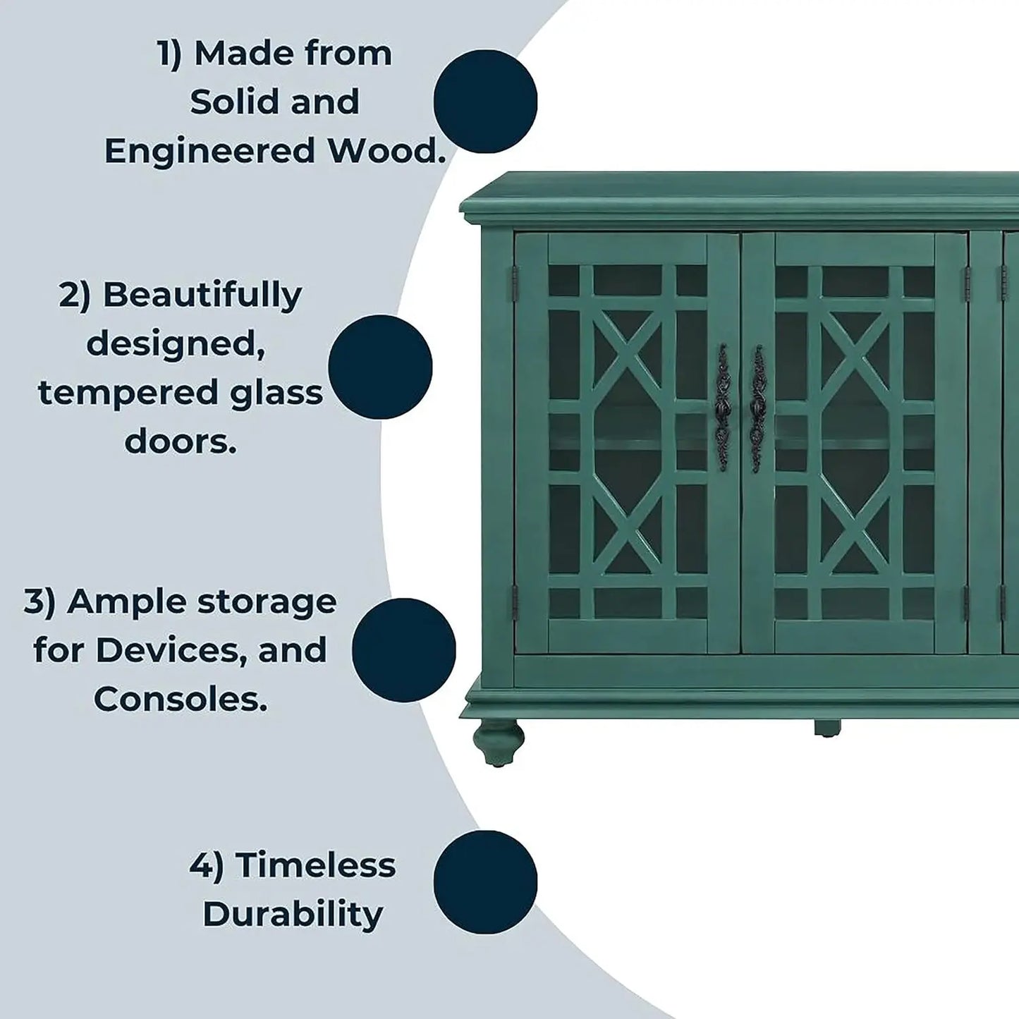 Svensson Home Elegant TV Stand, 63" W x 35" H, Antique Teal-Green