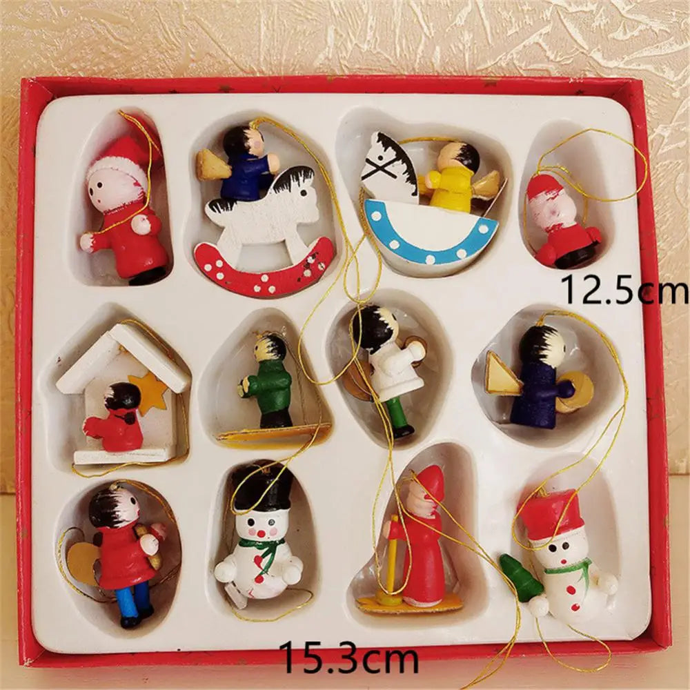 Decorative Christmas Wooden Ornaments Versatile Miniature Ornaments Durable Adorable Christmas Tree Pendants Festive Home Decor