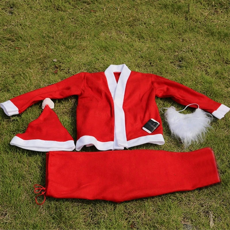 5pcs/Pack Kindergarten Girls Boys Christmas Outfit Long Sleeve Santa Romper Jumpsuit Pajamas Xmas Gift Clothes