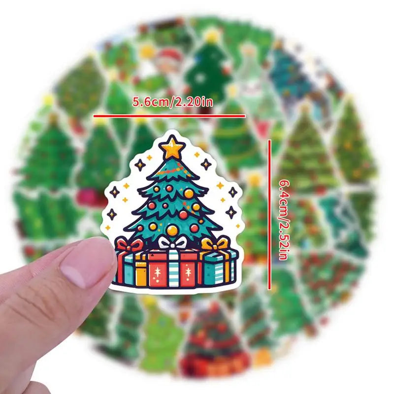 Christmas Stickers For Kids Cute Stickers Wall Decor 55X Waterproof Stickers Home Decor Christmas Tree Cartoon Stickers