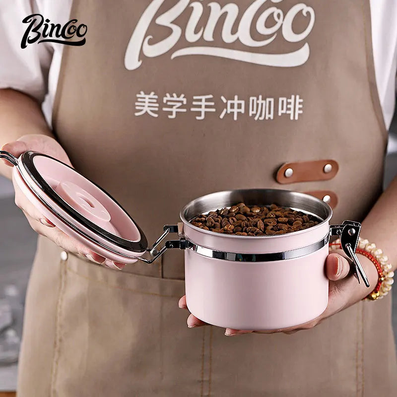 Bincoo Coffee Bean Sealed Can Pink Bean Storage One-Way Exhaust Storage Storage Bean Storage Tank Coffee Powder Lock Incense Tank