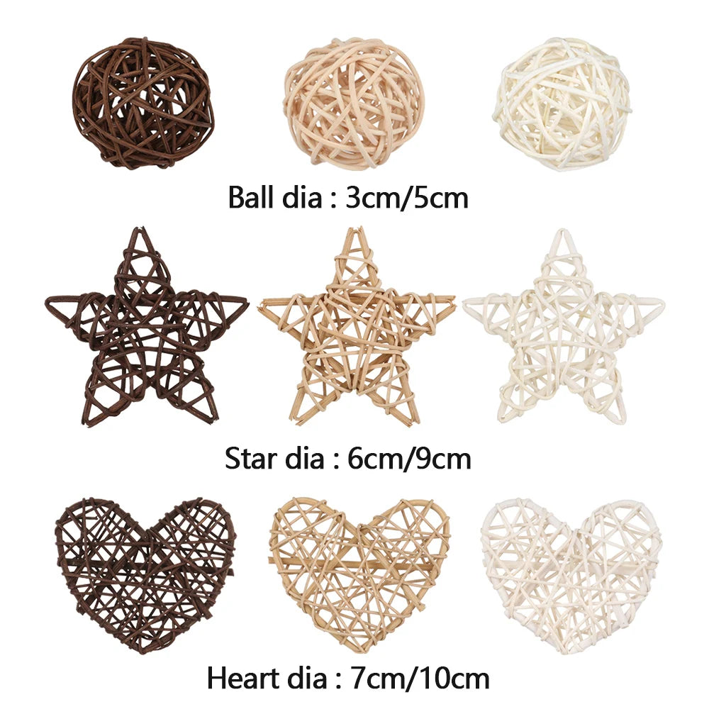 1/10PCS DIY Rattan Wood Star for Wedding Birthday Party Decoration New Year Kids Gift Toys Christmas DIY Craft Decor Supplies