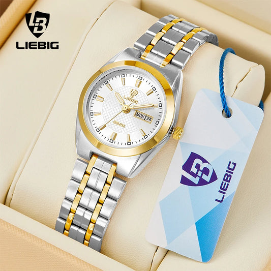 LIEBIG Luxury Stainless Steel Watches Men Fashion Watch Time Date Waterproof Quartz Wristwatch Clock For Male Women Reloj Hombre