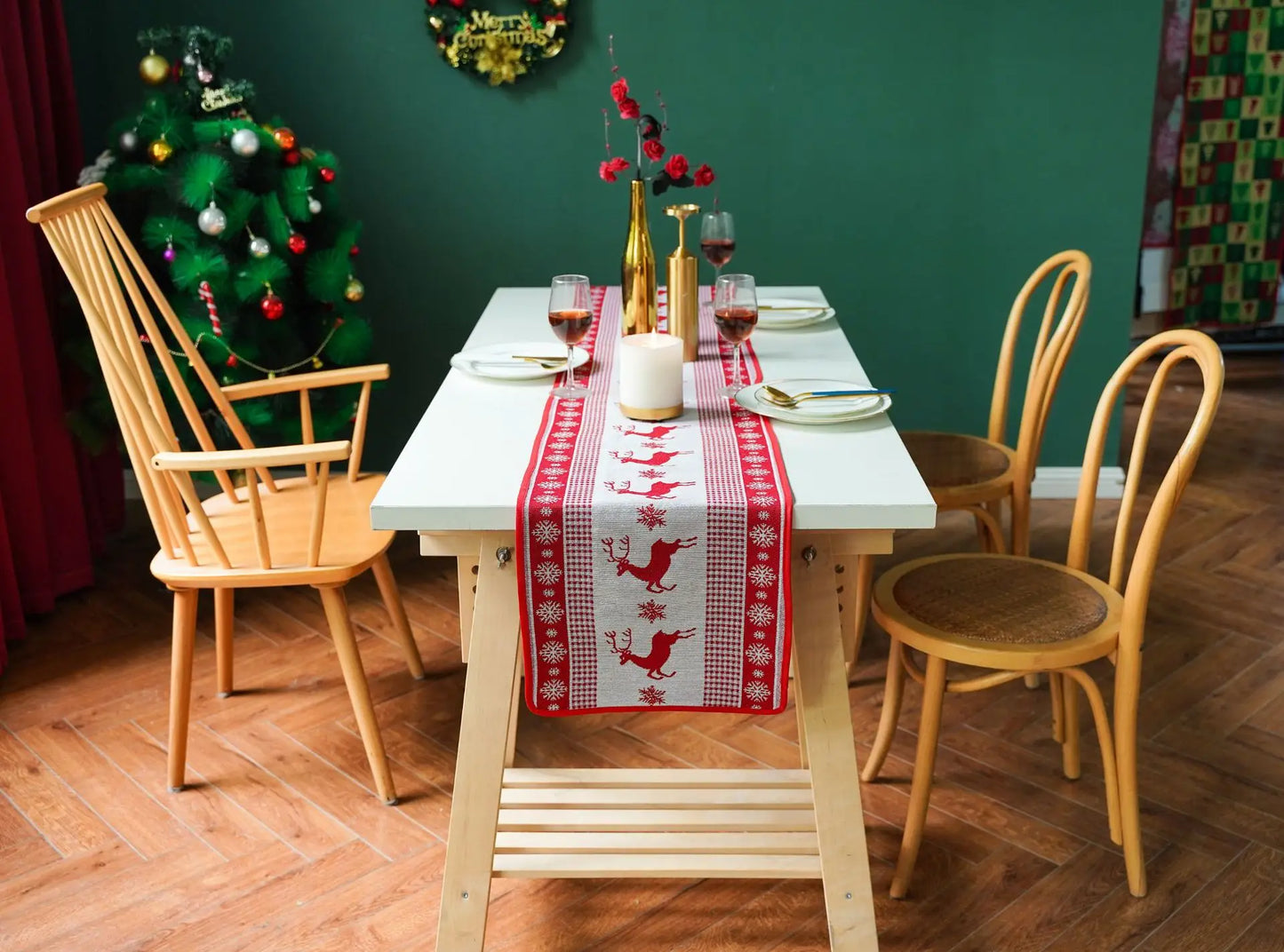 Merry Christmas Linen Table Runner, Xmas Flag Cover, Home Decorations, New Year Gifts, Snowman Tablecloth