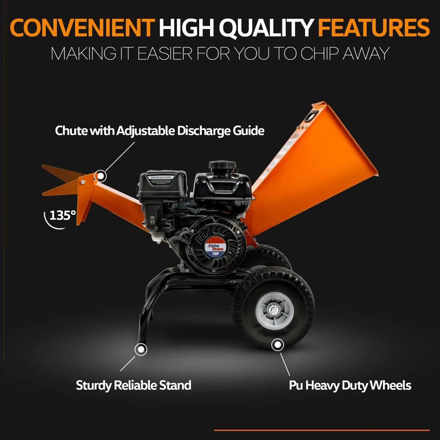 Wood Chipper Shredder Mulcher 7HP Engine Heavy Duty Compact Rotor Assembly Design 3" Inch Max Capacity Aids in Fire