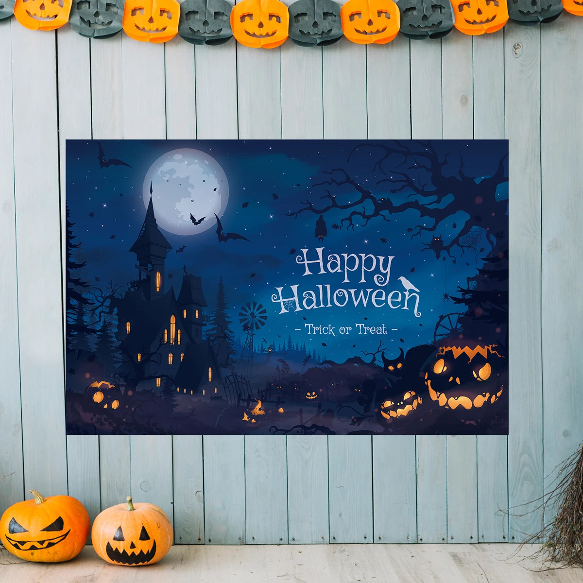 Halloween Decoration Horror Backdrop Banner Party Outdoor Background Skeleton Pumpkin Curtain Home Decor Photography Props