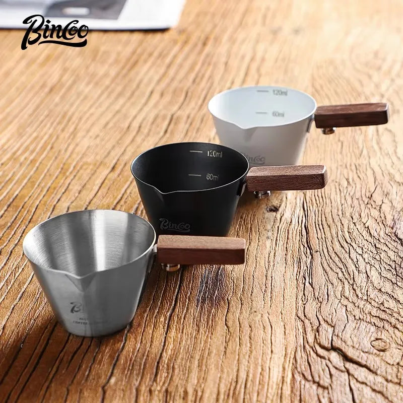 Bincoo Coffee extraction cup concentration cup stainless steel liquid cup wood handle powder press powder cup tool full set