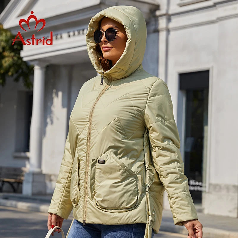 Astrid 2022 Spring Women Parkas Plus Size Short Grey Padded Down Coats Hooded Women's Jacket Fashion Outerwear Quilted AM-10075