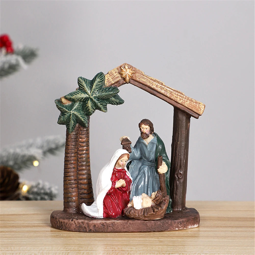 Classic Holy Family Figurine Statue Holy Family Jesus Christ Figurine Nativity Sets Resin Figurine Christmas Table Decoration