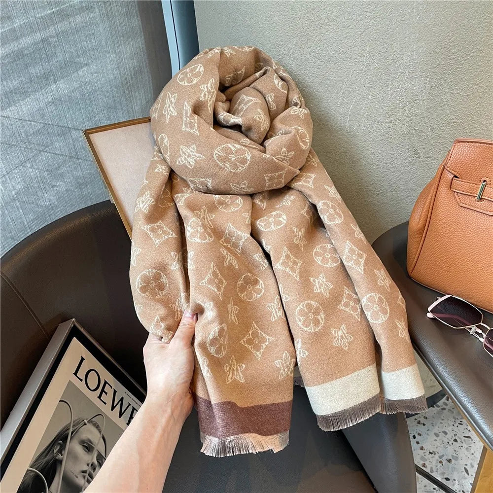 Big-name scarf women's new winter 2024 thick warm cashmere-like scarf with high sense and multi-functional shawl dual-purpose