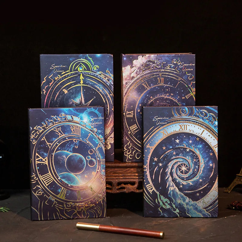 Cosmic Clock Series Retro Notebook Full Color Page Beautiful Starry Sky Illustration Hardcover Diary Student Notepad