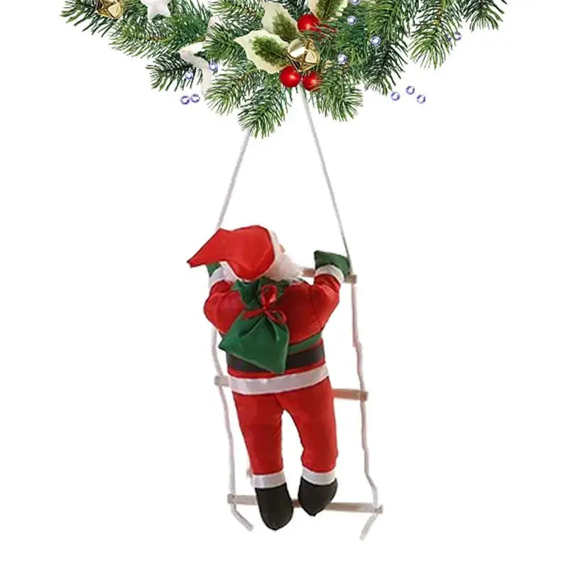 Santa Claus Climbing Ladder Tree Wall Hanging Climbing With Rope Pendants New Year Decoration Rope Doll Household Accessories