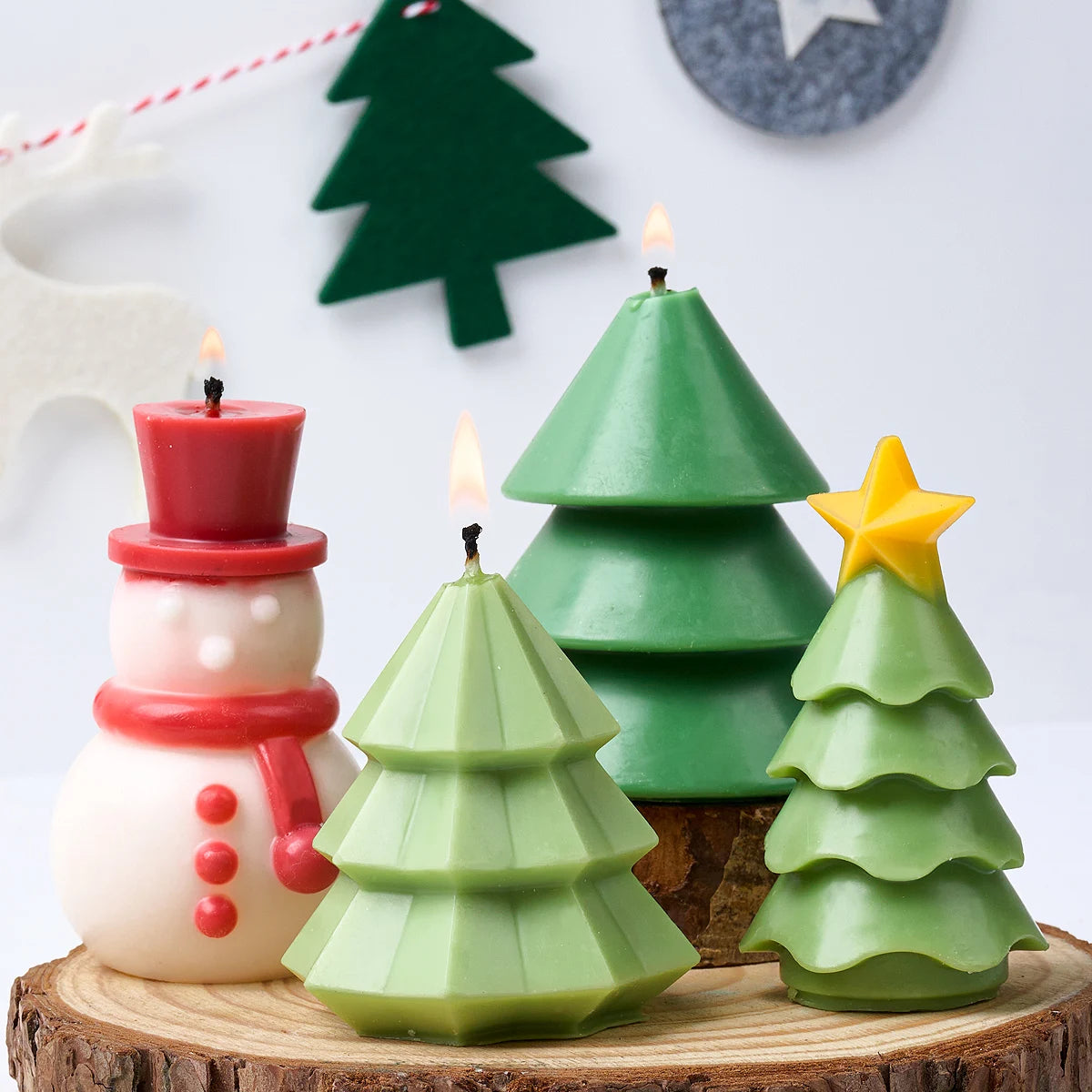 3D Christmas Tree Candle Silicone Mold DIY Snowman Candles Making Kit Handmade Soap Plaster Resin Baking Tools Holiday Gifts