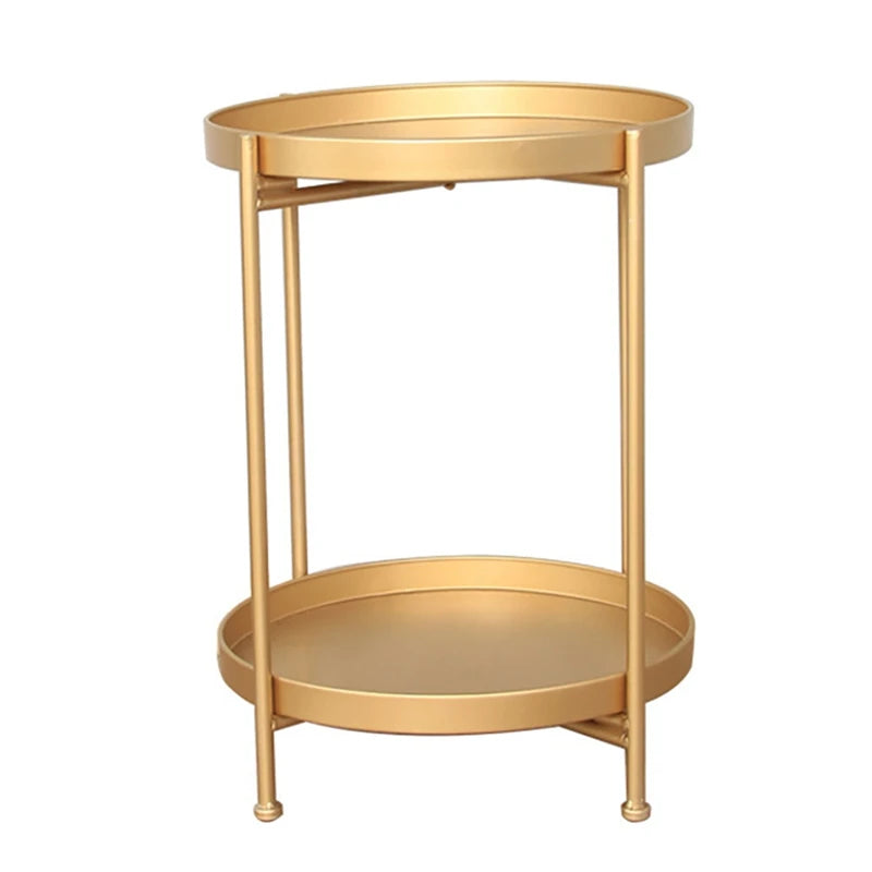 2 Tier Metal Side Table Removable Tray Gold End Table Small Accent Table Sofa Side Snack Table For Living Room Bedroom