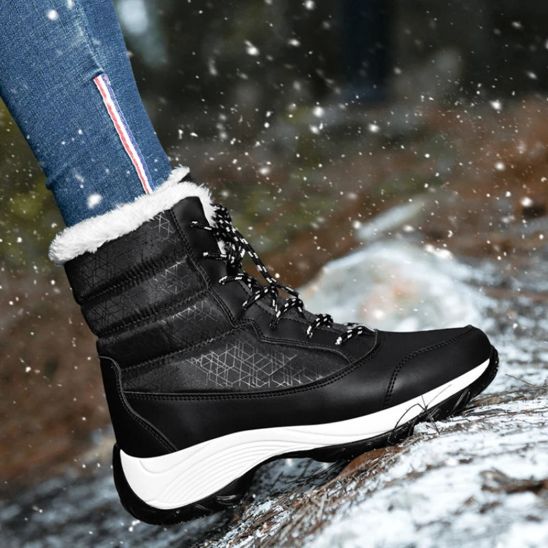 Winter Women's Casual Snow Boots Outdoor Comfortable Warm Plush Cotton Shoes Anti Slip Thick Soled Ankle Boots Shoes for Women