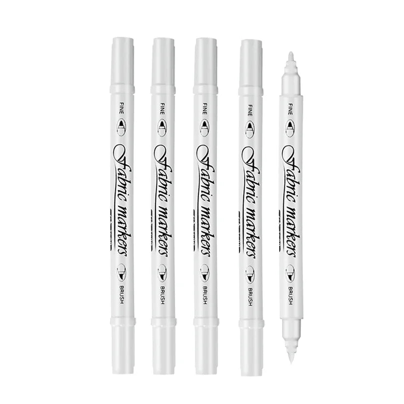 White Fabric Markers Pens Set, Dual Tip Permanent Fabric Art Paint Pens for T-Shirts Sneakers Canvas Bags Kids Adult Painting