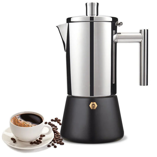 Italian Moka Coffee Pot Thickened Stainless Steel Mocha Kettle Cuban Espresso Maker Cup For Gas Stove Or Induction Cooker